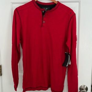 Modern Culture men’s red Henley shirt. NWT